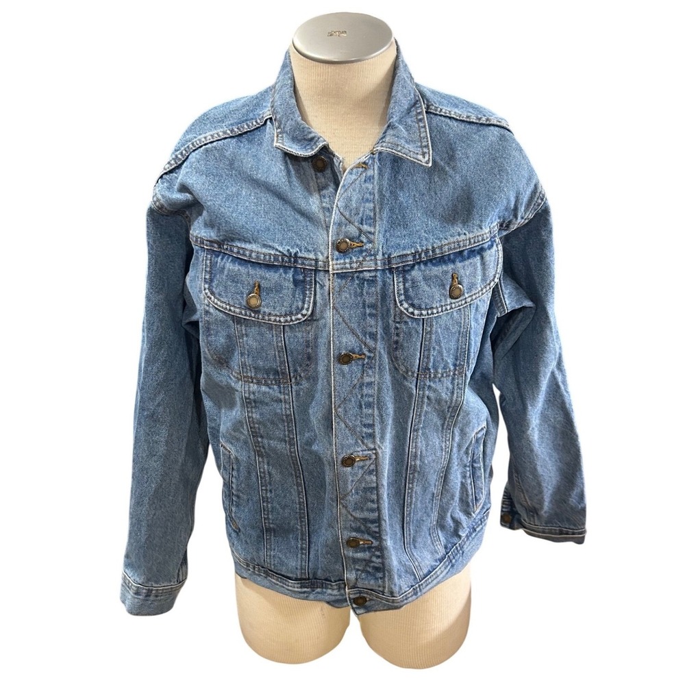 Wrangler Rugged Wear Mens Blue Denim Trucker Jacket RJK30VI Size Large Tall